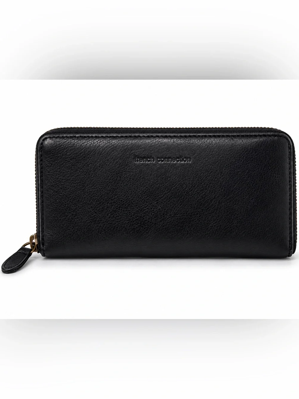 French Connection Black Soft Leather Zip Wallet